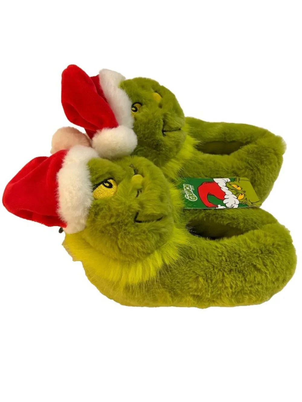 Dr Seus The Grinch Fluffy Slippers Sz 11-12 Kids NWT